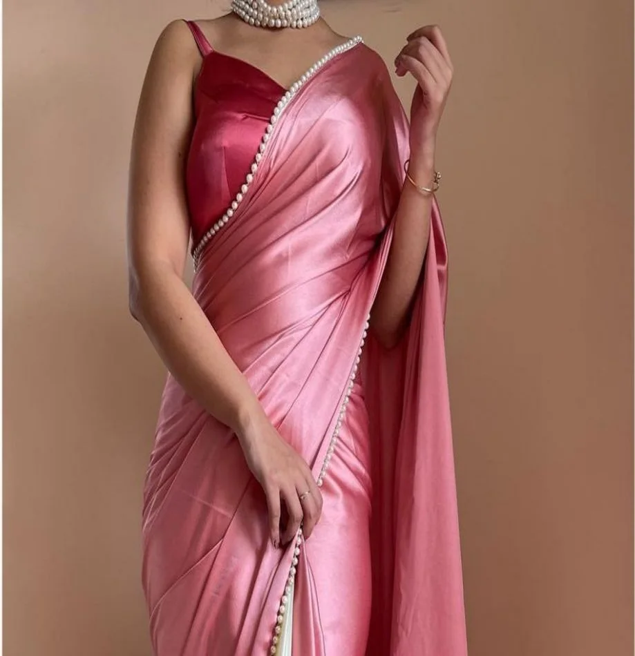Indian designer Satin Silk saree / sari for women latest design sarees indian sarees party wear wedding