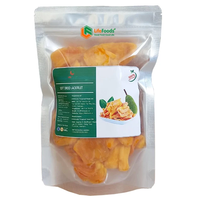 Natural healthy dried fruits snacks Soft dried jackfruit Lifefoods from Vietnam