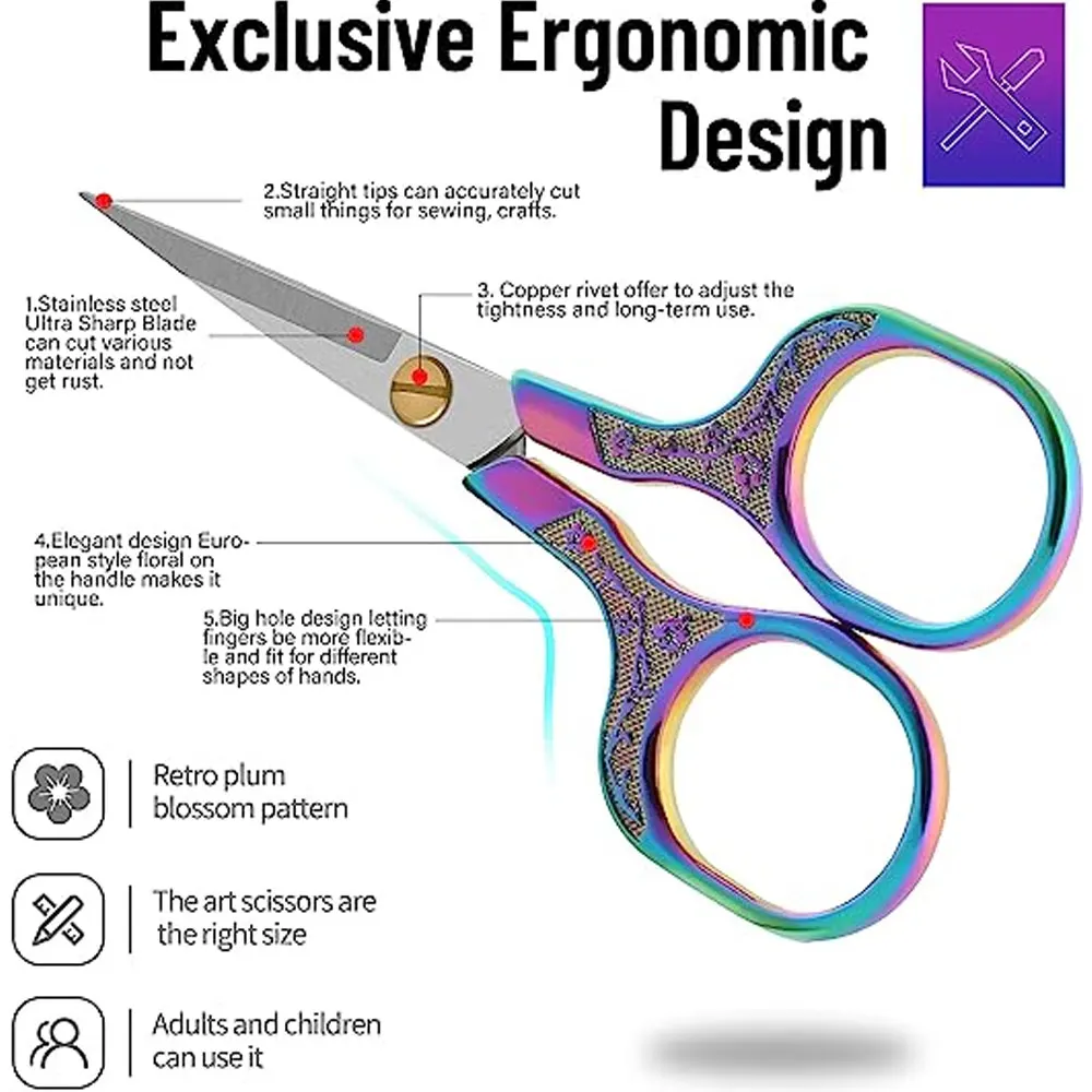 Small Sharp Scissors 5 Inch Precision Scissors-2 Pack,razor Sharp Blade Shears For Craft Embroidery Sewing School Office Cutting