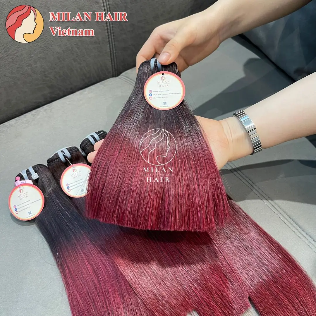 High Quality Super Double Drawn Vietnamese Virgin  Ombre Color Human Hair Cuticle Aligned  Human Hair Extension