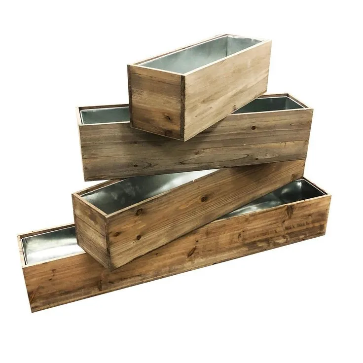 Wholesale Wooden Planter With Zinc Liner Undersides Indoor And Outdoor Flower Pots And Planters Interior Home Decoration Custom