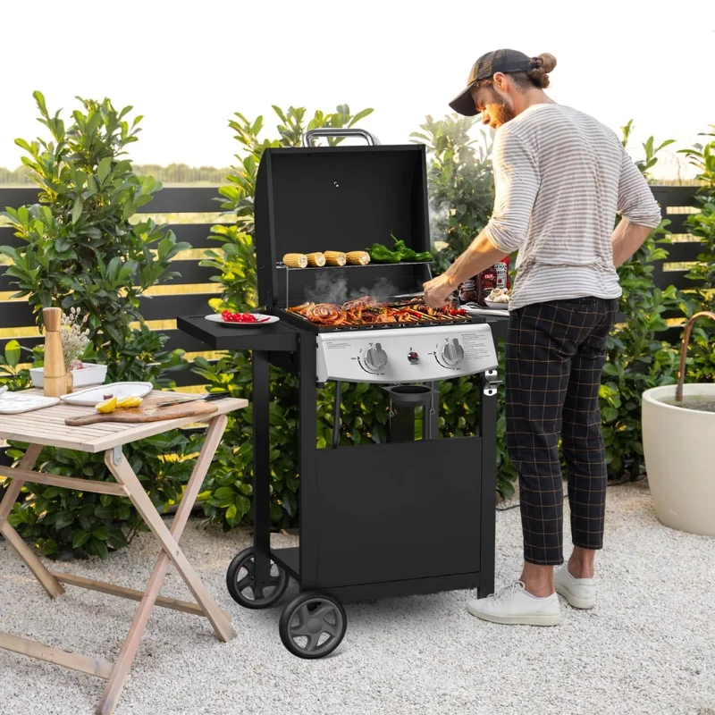 WHOLESALE Propane Gas Grill 21000 BTU with 2-Burner,325 sq.in. Outdoor BBQ Grill for Barbecue Cooking with Top Cover Lid