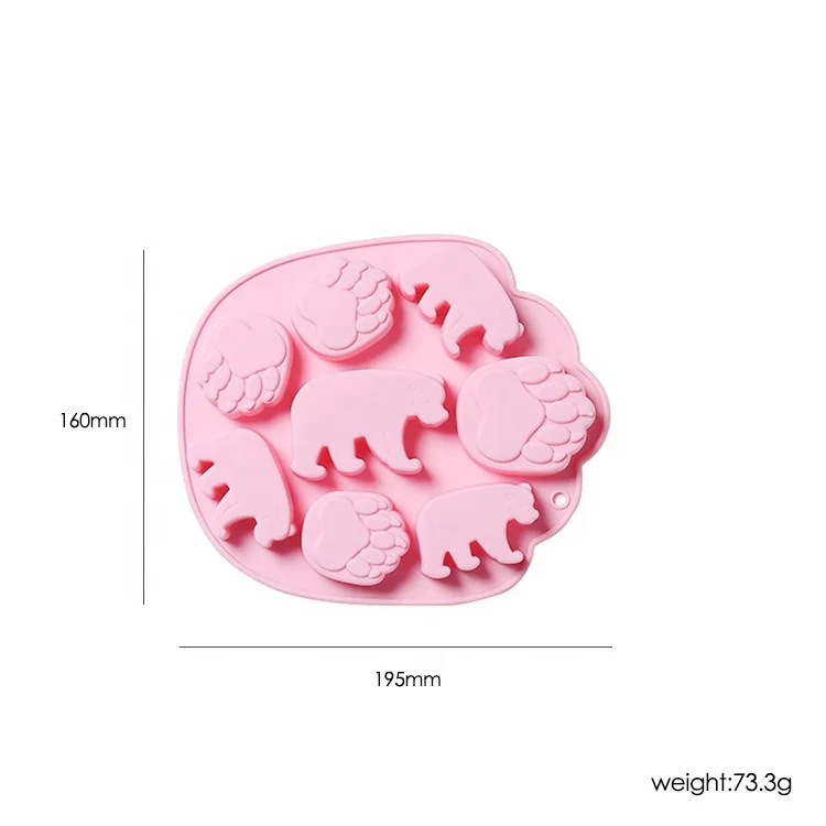 OEM/ODM Hot Sale 8 Cavity Bear Paw Polar Bear Shape Ice Cube Cake Chocolate Mold for Daily or Party