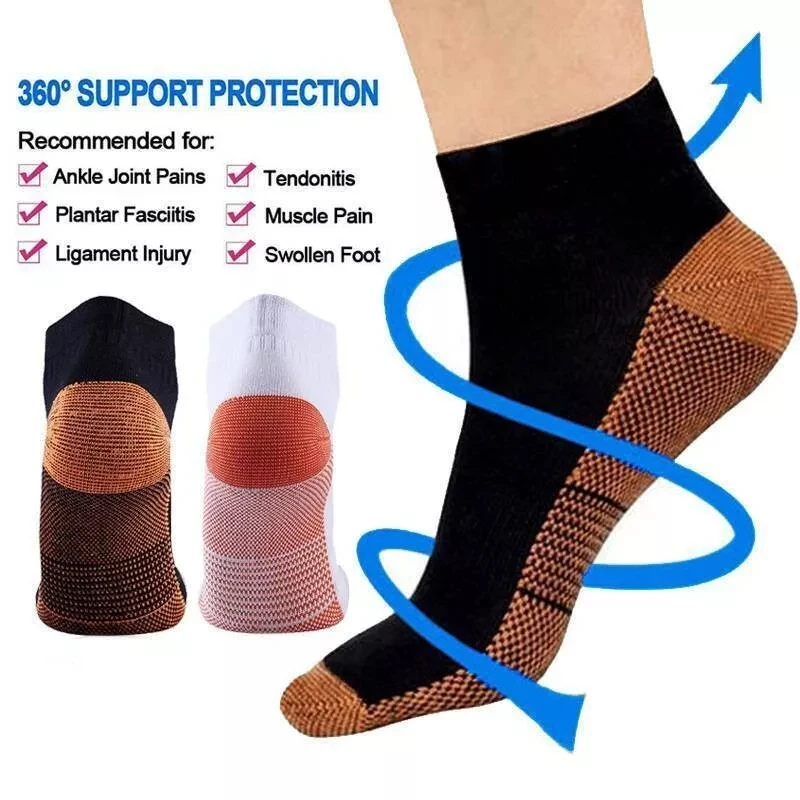 OEM black bamboo Ankle Support Brace copper infused socks