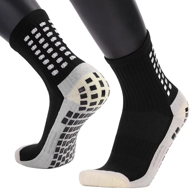 Custom 100% Cotton whole custom grip socks football socks, Non Slip Grip Pads sports grip soccer socks men