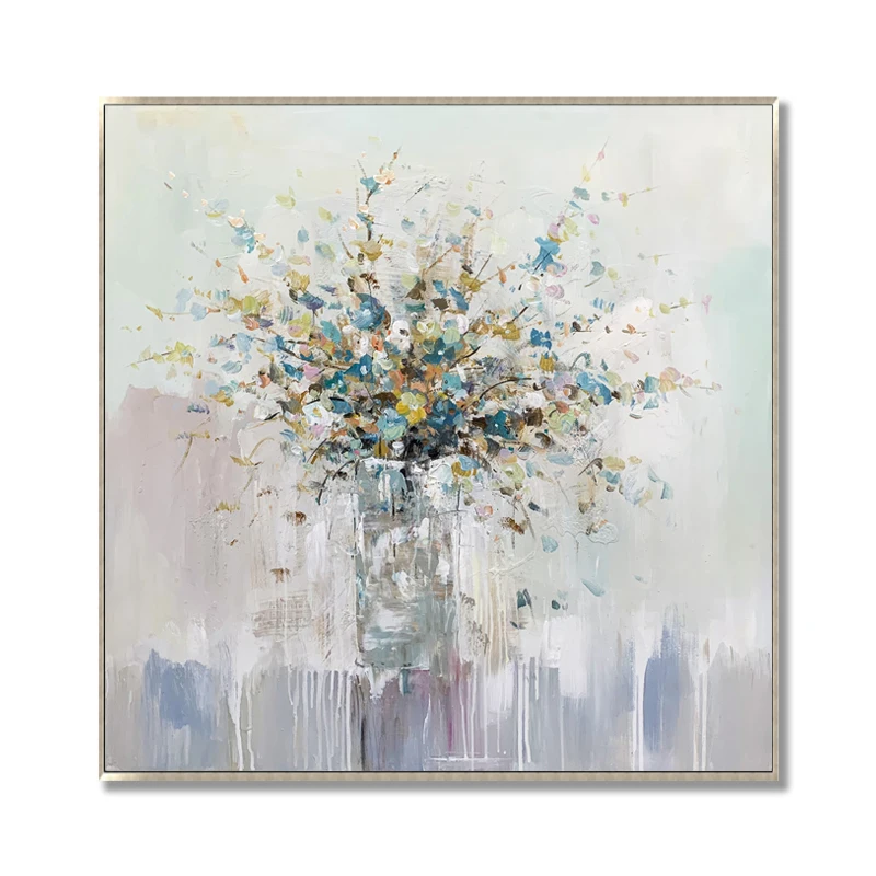 dropshipping 100% Handmade Hand Painted Flower Wall Art Abstract Thick Paint Handmade Paintings