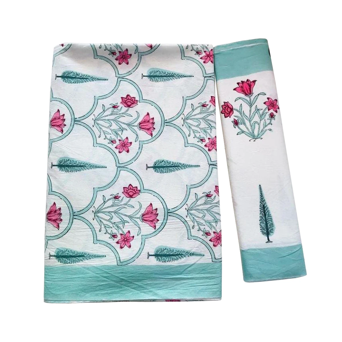 Indian Handmade 100% Cotton Rajasthani Bed Sheet Double Bed Set 1 Double Bed Sheet With 2 Pillow Cover