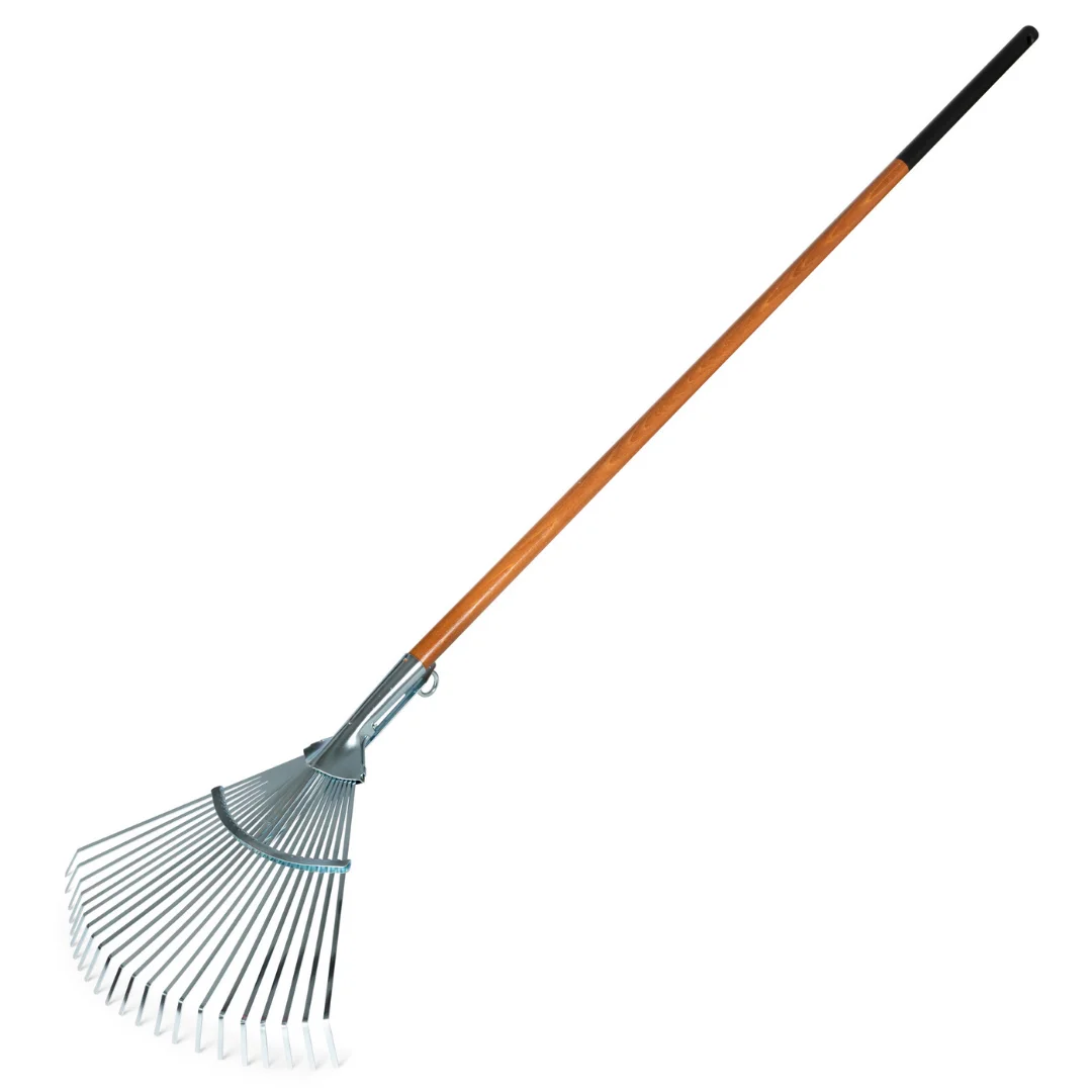 Best Quality 22 Tine Adjustable Leaf Rake with 150 cm Beech Wood Handle for Outdoor Maintenance