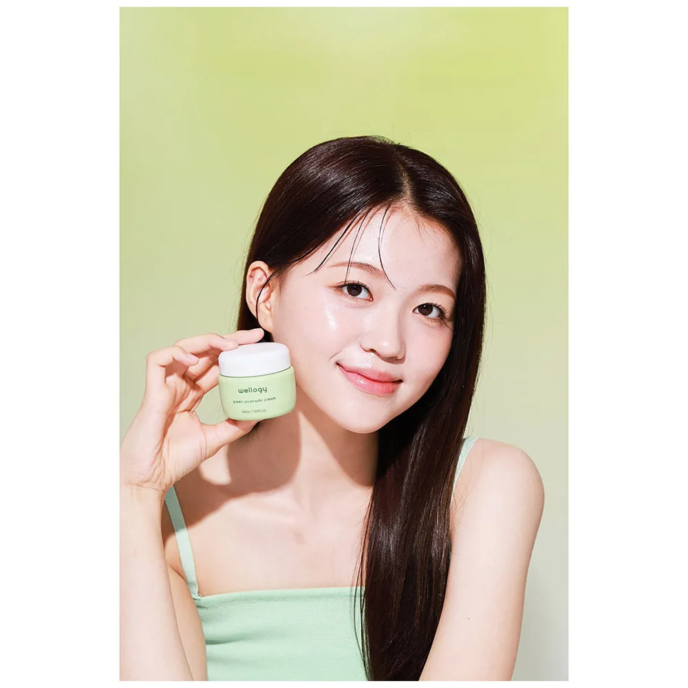 Korean Products made in korea WELLOGY GREEN AVOCADO CREAM Strengthens Skin Barrier Contains Vitamin C and Hyaluronic Acid