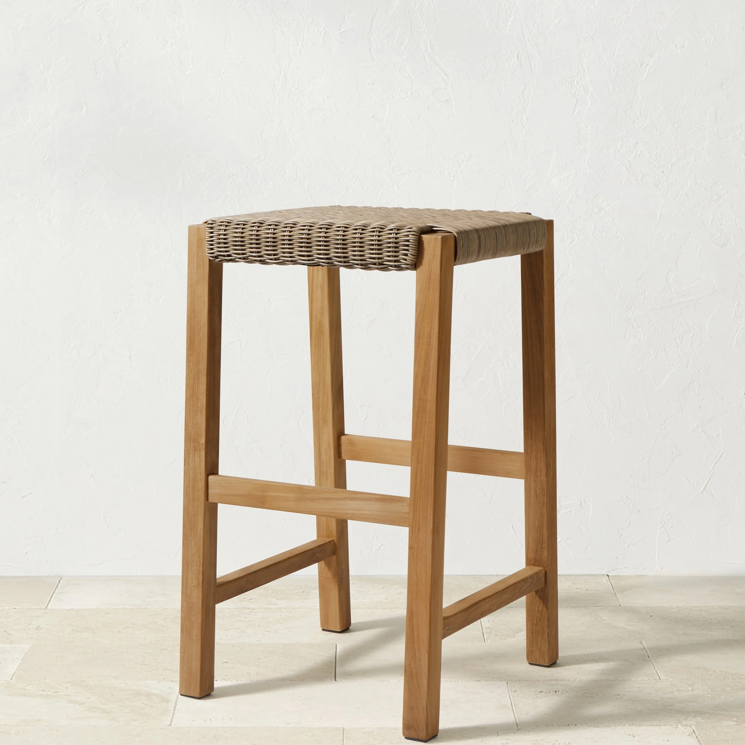 New Design Bar Stoll Natural Teak Wood Combination With Rattan-Mika