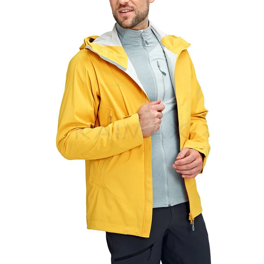 Wholesale Prices of Rain Jacket in Yellow Colour Waterproof Windbreaker with Custom Logo Outdoor Jacket for Boys