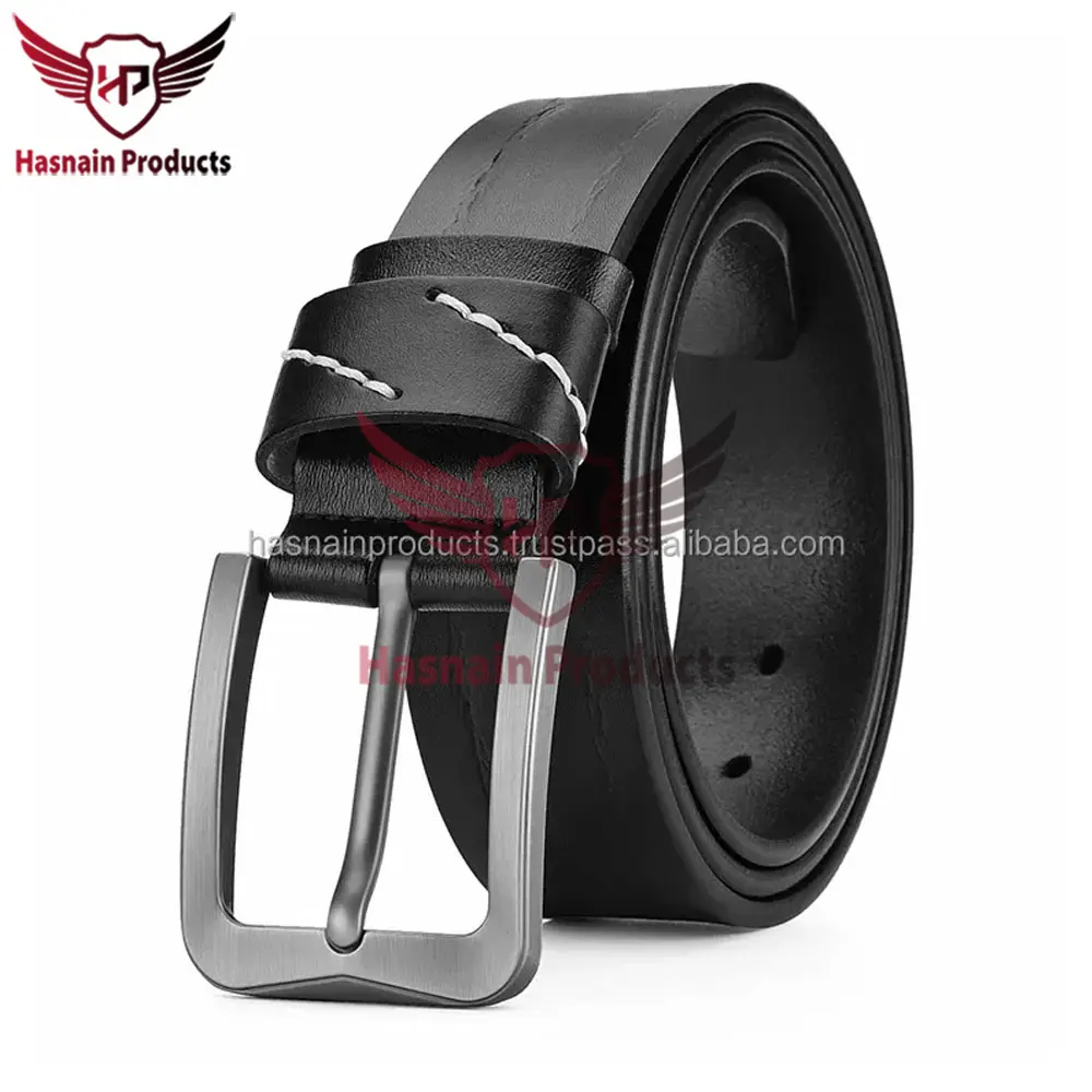 Premium Quality Custom Design Black Brown Reversible Genuine Leather Belt for Men with Custom Logo Pin Buckle - Double Sided