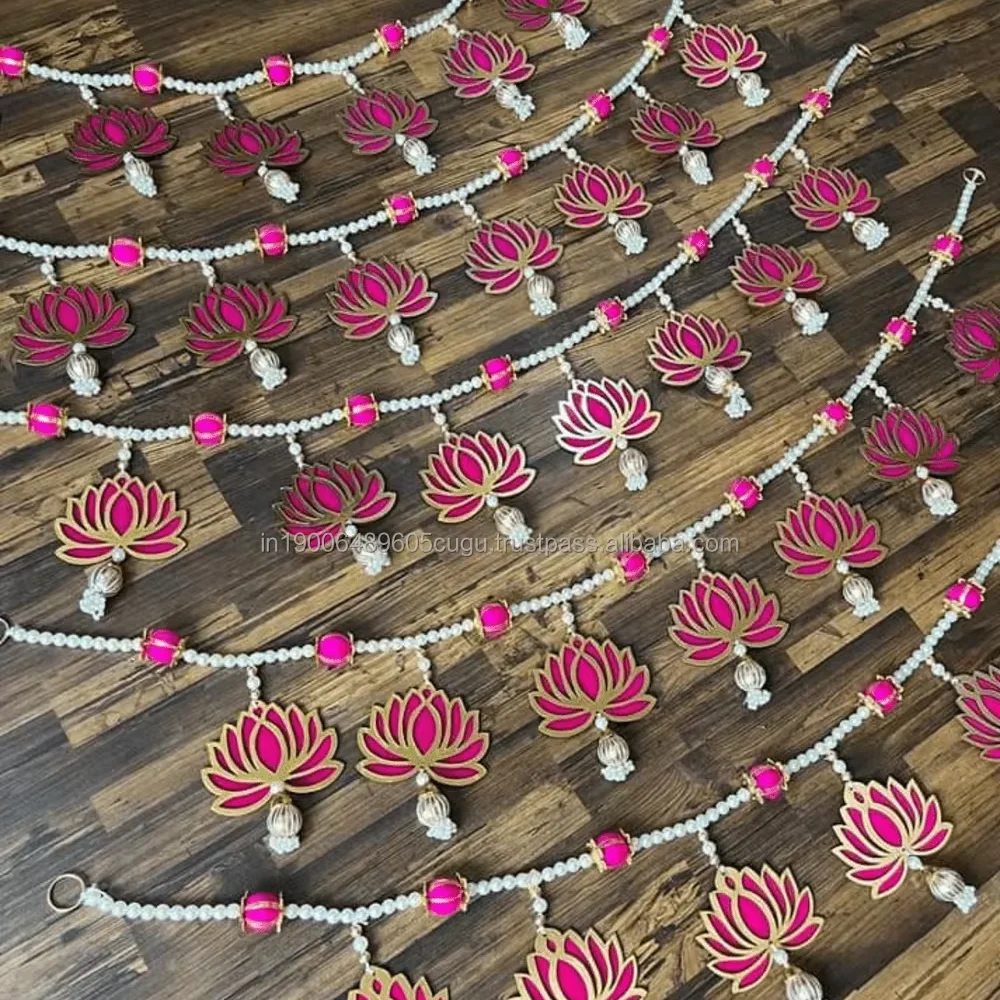 Handcrafted Lotus Beads Toran Door Hanging Christmas Decor Diwali Decoration Handmade Bandarwal Return Gift Wedding Favor Decor