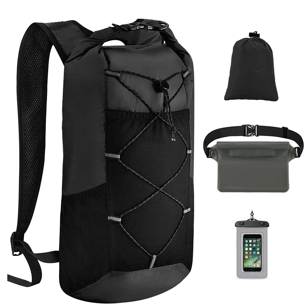 outdoor 4pcs waterproof dry bag backpack set, large Universal waterproof phone case,waterproof fanny pack for kayaking hiking