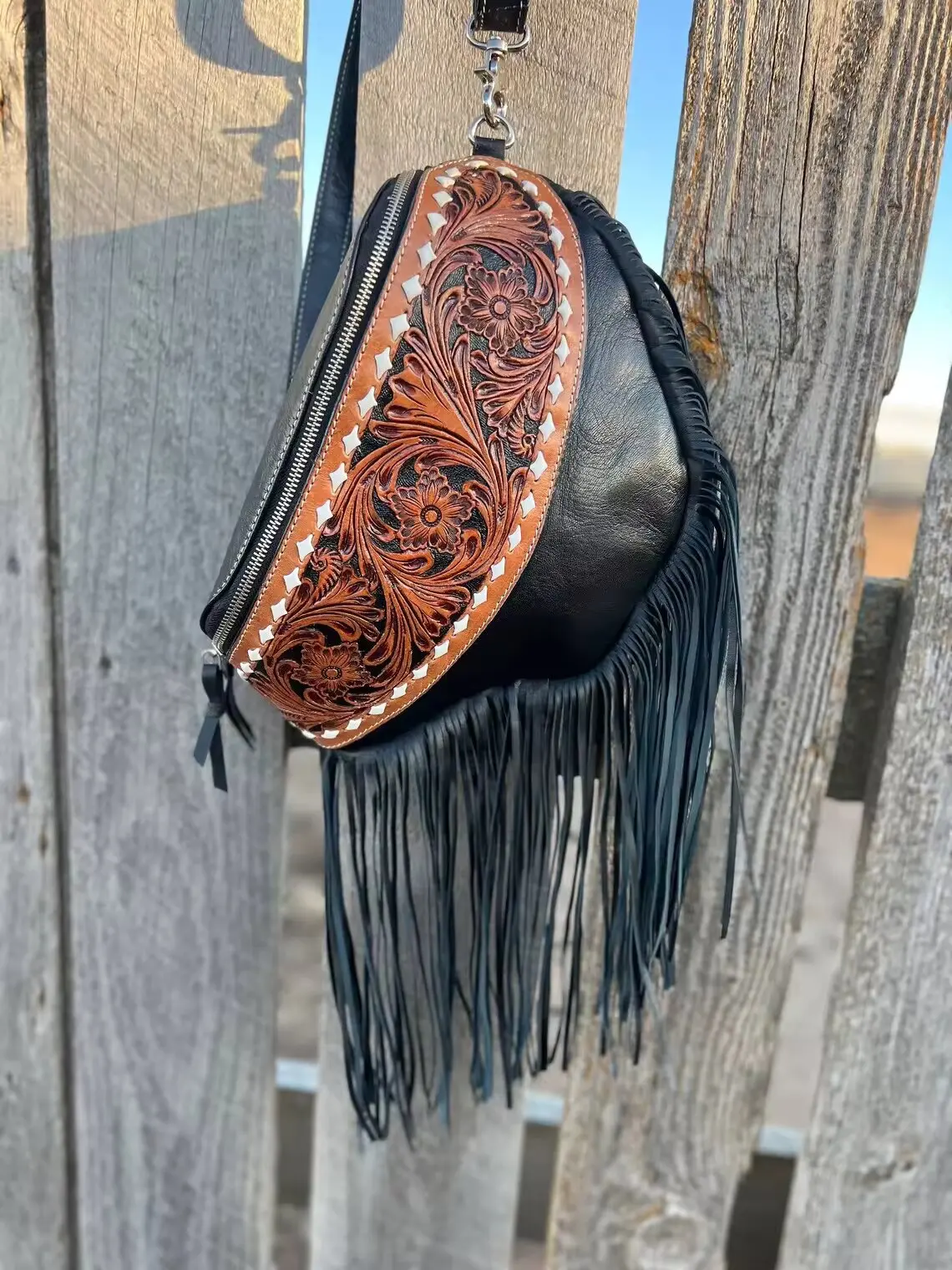 High Quality Hand Made Leather Casual Trend Waist Bag Street Style Fringe Sling Bum Bag Shoulder Crossbody At Wholesale