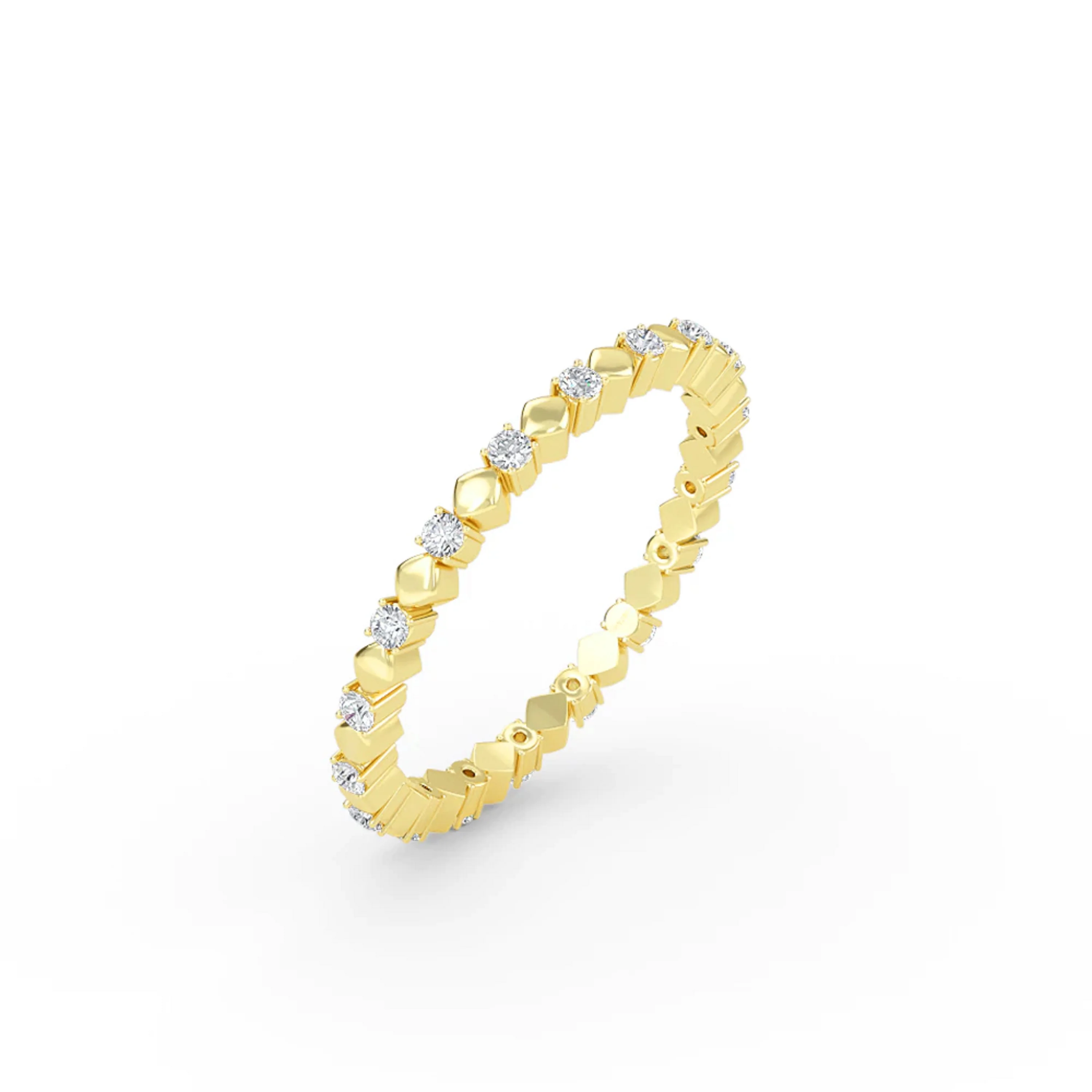 IGI Certified Lab Grown Diamond 14K Yellow Solid Gold Wedding Band Ring For Women Band For Her Stackable CVD HPHT Diamond Rings