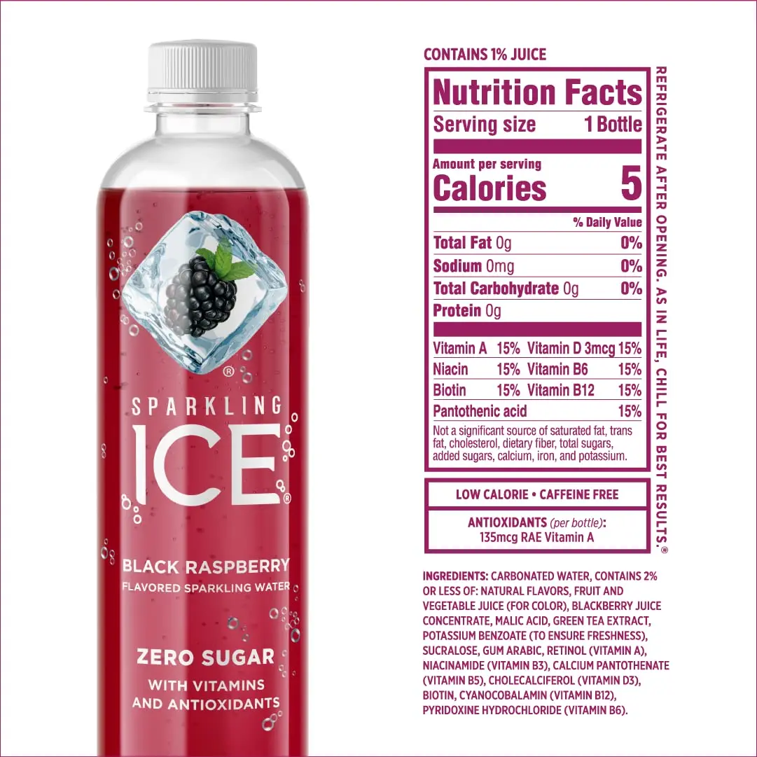 Sparkling Ice Black Raspberry, 17 Ounce Bottles  Pack of 12 All Flavors Available