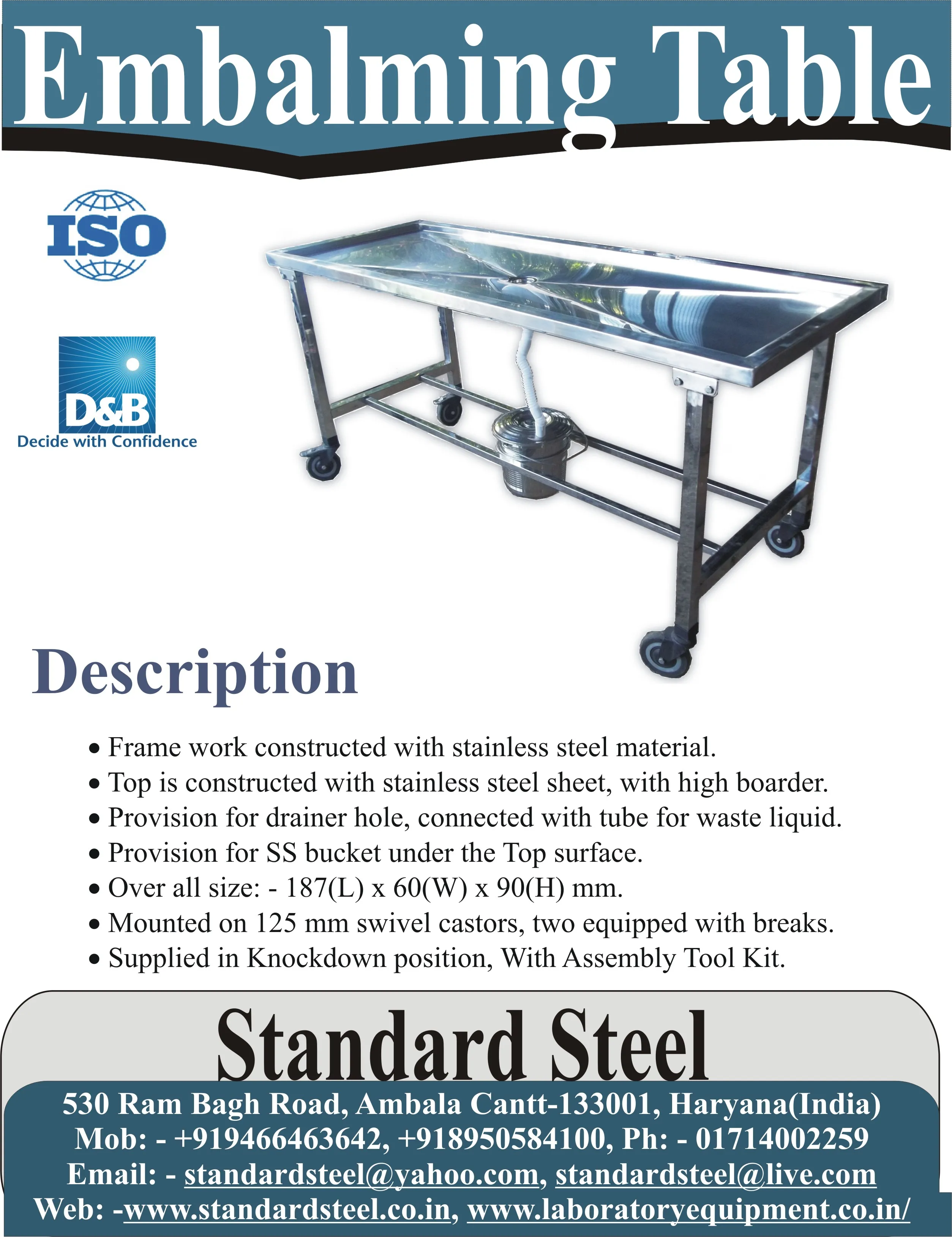 Stainless Steel Embalming Table hospital embalming sink cadaver formalin inject table body preservation Table