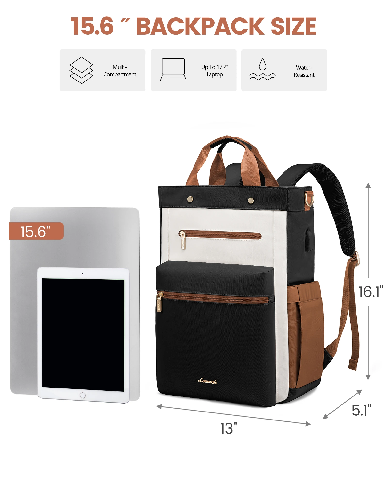 LOVEVOOK 2024 New Style Laptop Bag with USB Port Work Tote Bag Convertible Daypack Business Travel Laptop Backpack for Women