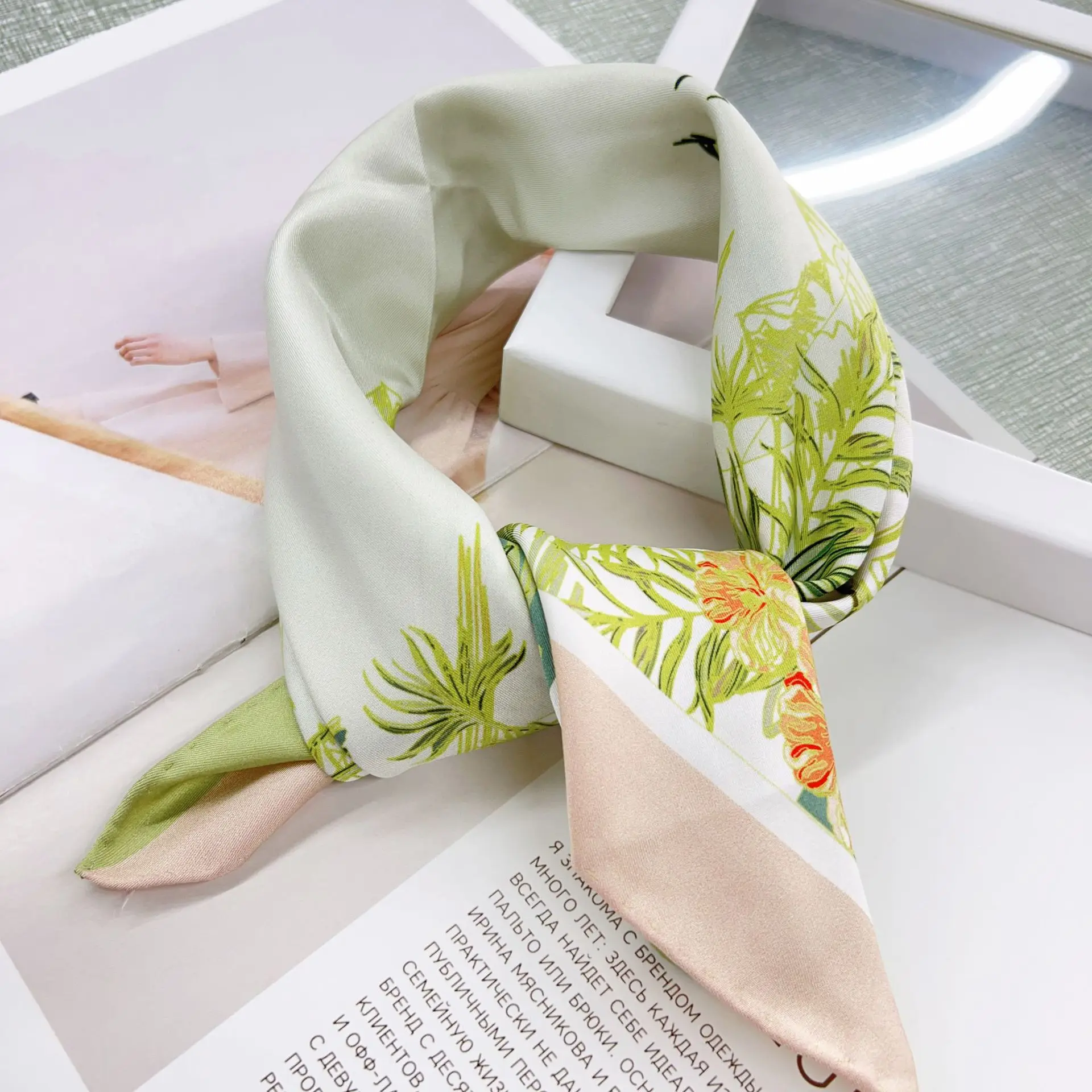 Custom Size Silk Scarf Women Hair Wholesale Digital Printing Scarf With Custom LOGO Luxury 100% Silk Scarves