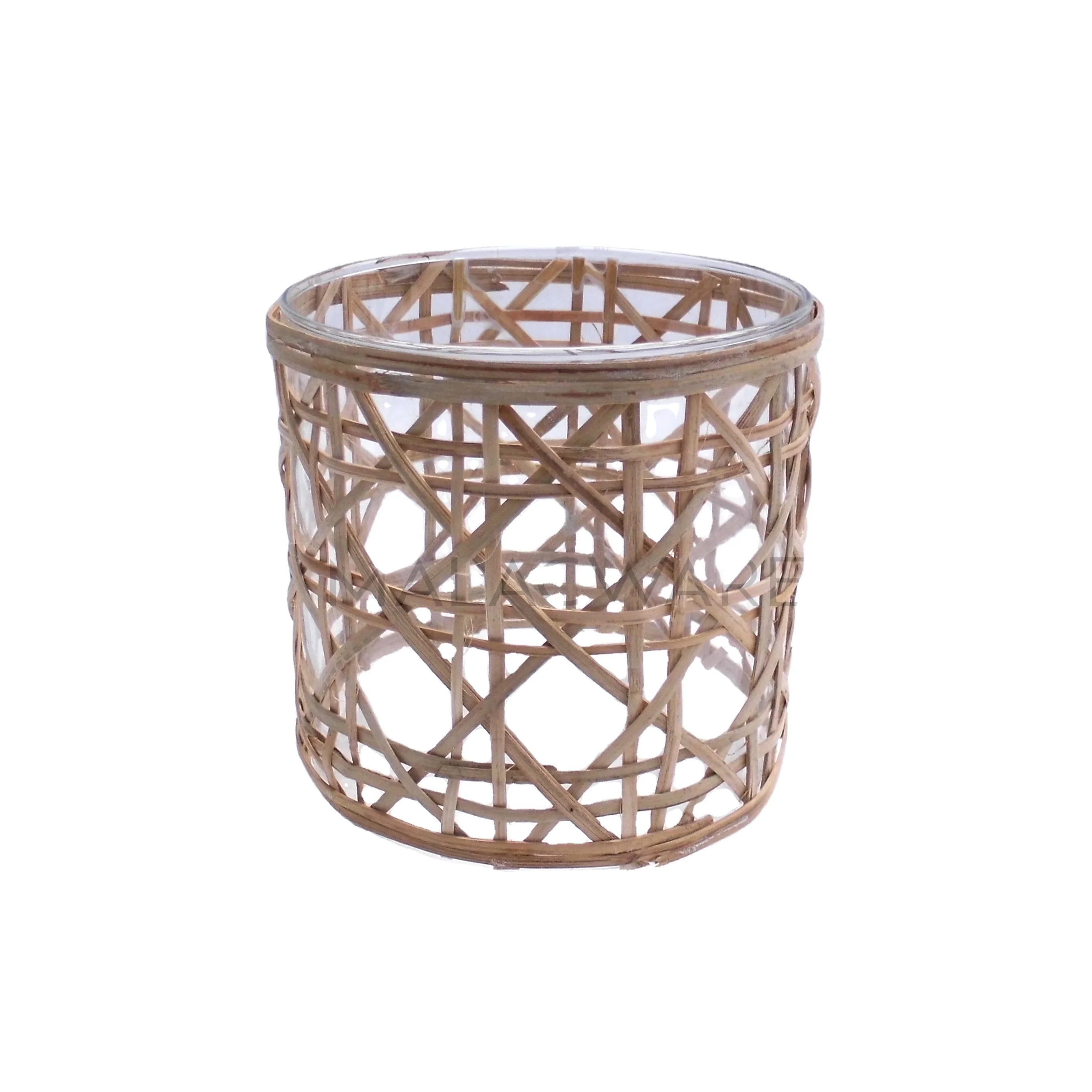 luxury room decor bamboo glass vase with branded logo engraving daily decoration flower vase
