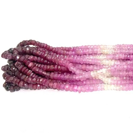 Natural Ruby Shaded Faceted Rondelle Gemstone Beads Strands 3-4mm Ruby Stone Loose Beads for Jewelry Making in Wholesale Price