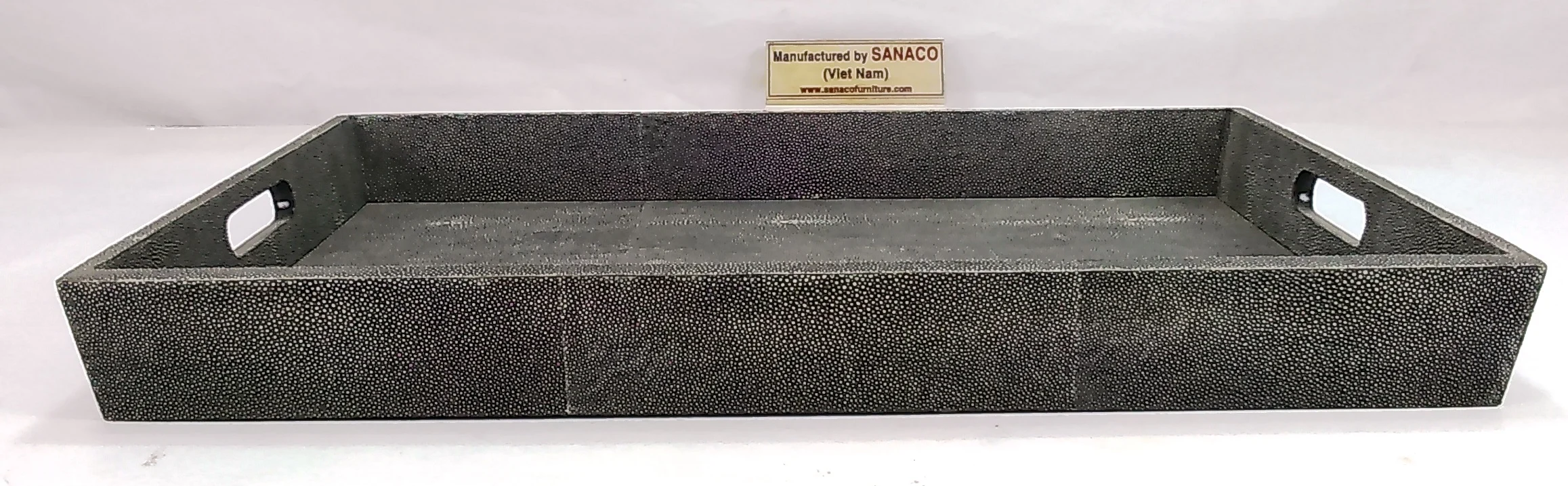 Современный роскошный прямоугольный декоративный искусственный шагреневый поднос для кофейного столика оптом