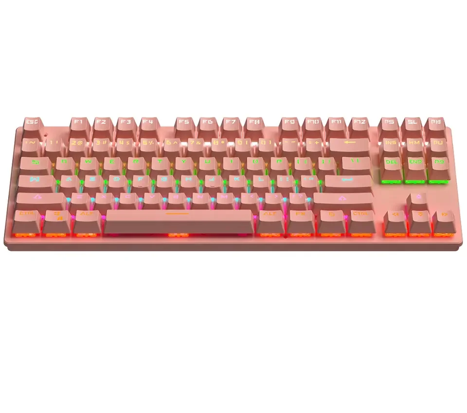 Bajeal K200 87keys Wired keyboard RGB backlight mechanical keyboard blue/pink Gaming Mechanical Keyboard
