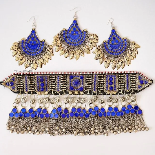 Fashionable Latest Long Bridal Necklace For Sale Best Selling Handcrafted Afghan Jewelry Set Online For Women stainless steal