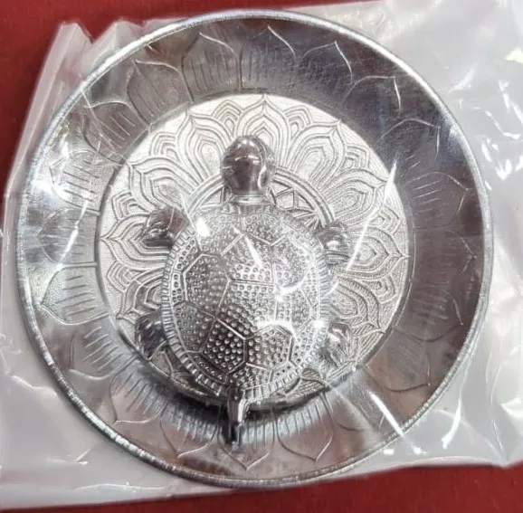 TURTLE PLATE SILVER GOLD COPPER ANTIQUE FINISH HOME POOJA RELIGIOUS GOODS