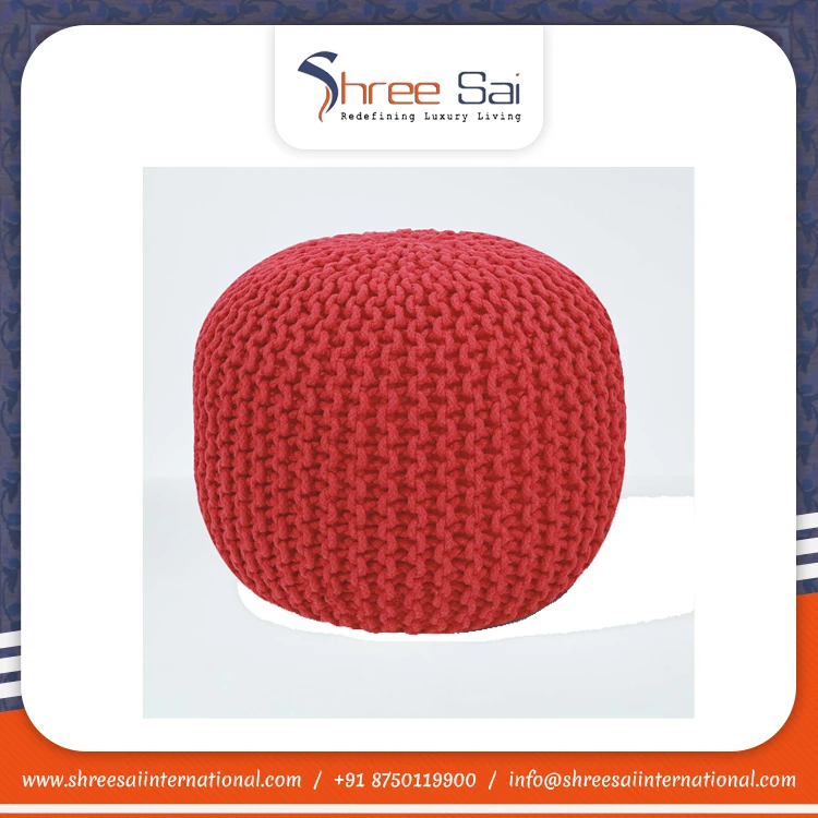 Factory Direct Sales Of Natural Color 100% Cotton Soft and Comfortable Round Pouf for Home At Exclusive Range