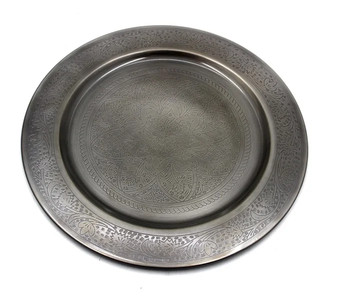 Nickel Antique Metal Grey Color Large Size Metal Charger Plate for Dinnerware Table Decoration Product Handmade