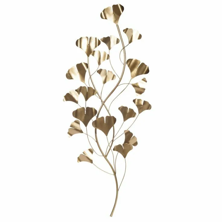 Metal Wall Art Home Living Room Dining Room & Guest Room Wall Hanging Ornaments Gold Plated Flowers Design Caffey Restaurants