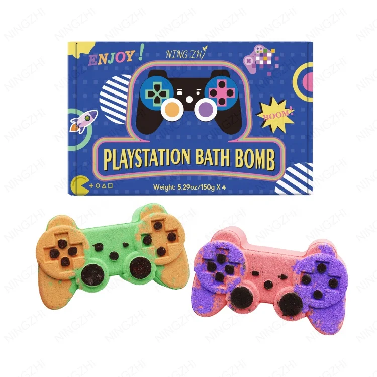 4 Pack Organic luxury Game Foaming Bath Bombs set Perfect for the gaming lover