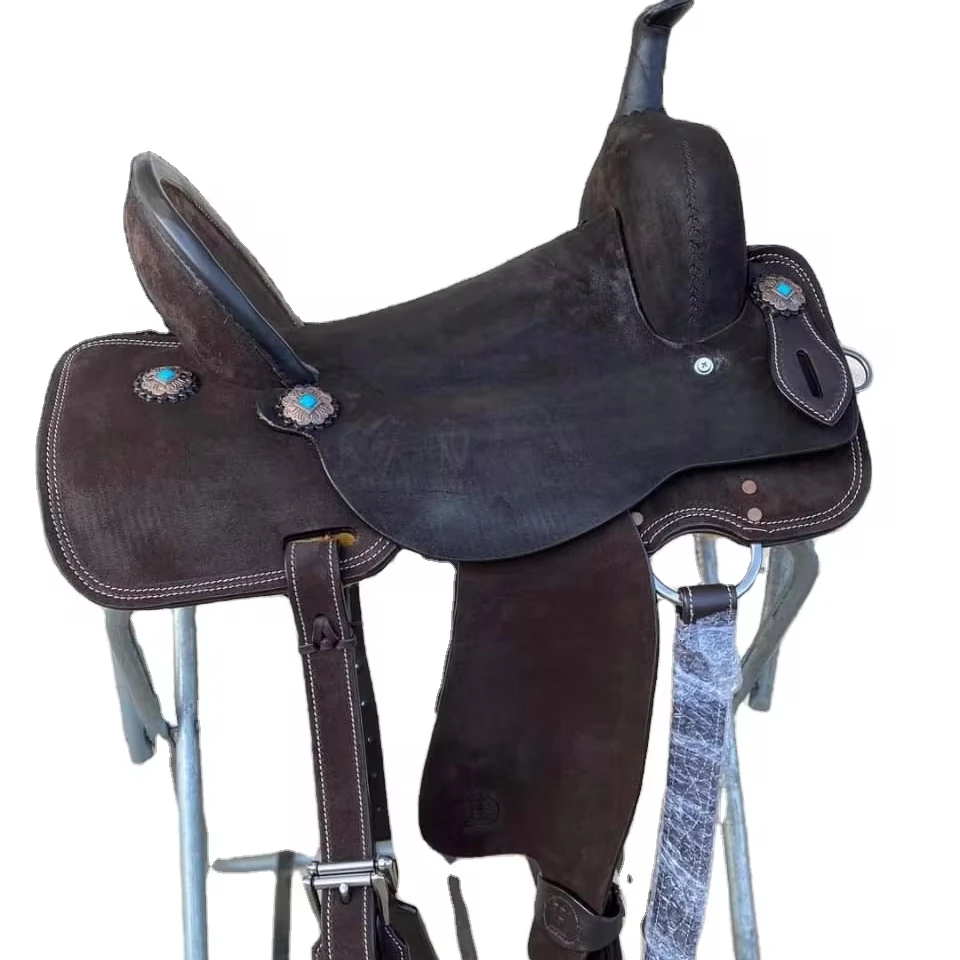 Genuine Leather Roughout Western Saddle Horse Tack Barrel Pleasure Saddles English Horse Racing Products at best price
