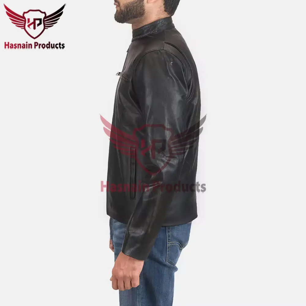 Wholesale Fashion Black Leather Jacket for Men - Latest Design Genuine Sheepskin 100% Leather Jacket at Unbeatable Prices