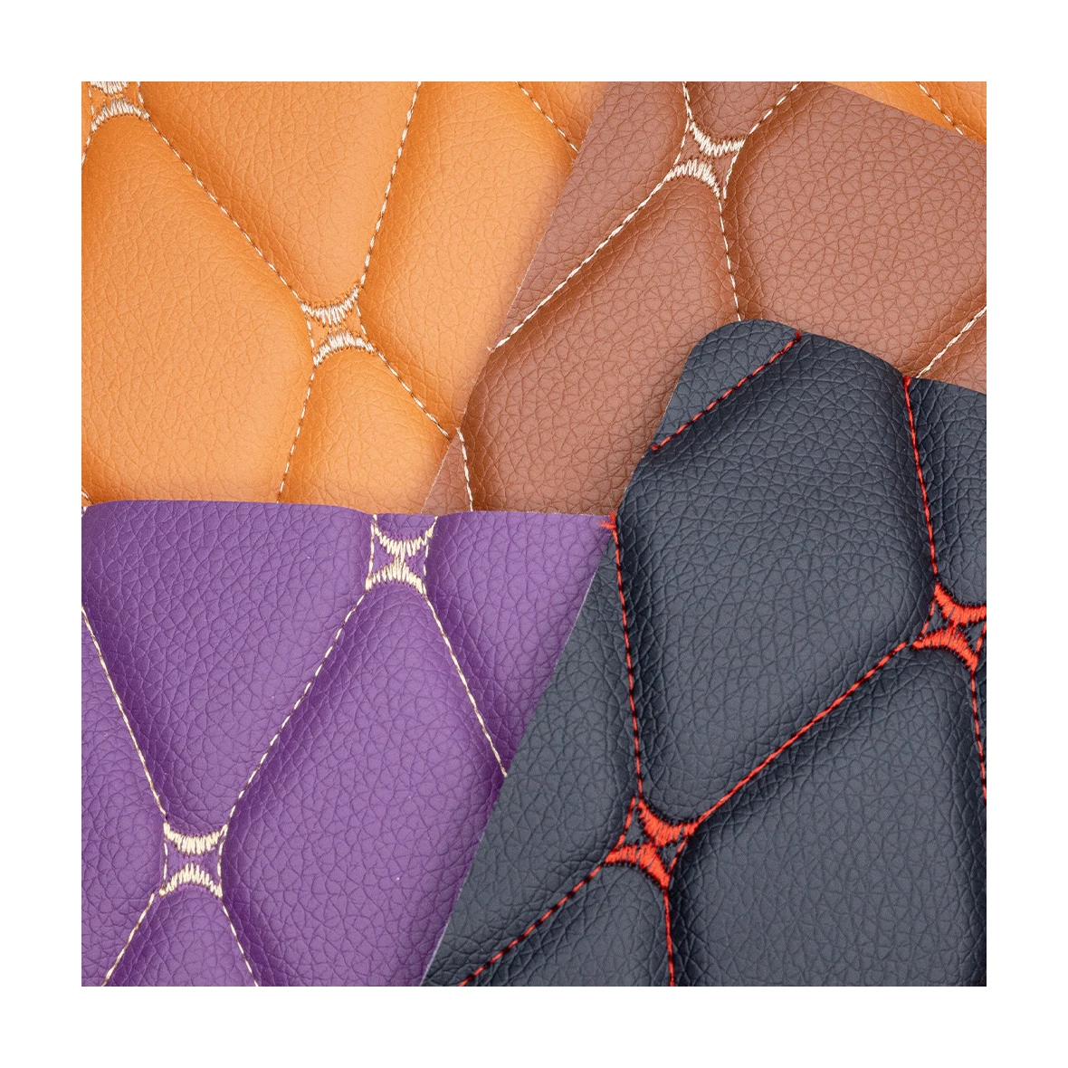 Good Quality Embroidery Pvc Artificial Leather Embossed For Car Floor Mats, Diamond Quilted Leatherette For New Energy Auto Seat