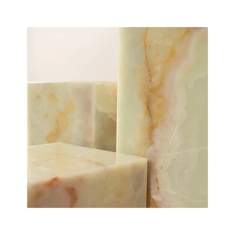 Pedestal Stand Hollow Show Room Corner Display Jade Green Onyx Plinth Marble Cube Side Table Nordic Side Table