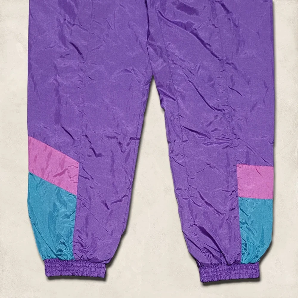 High Quality Vintage 90s Style Work Streetwear Windbreaker Color Block Printed Nylon Panel Maternity Features Sporting Tracksuit