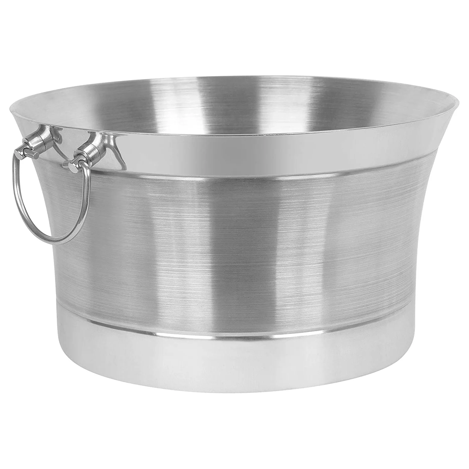 Home Hammered Double Wall Round Beverage Tub 3 Gallons Stainless Steel Ice Bucket Metal Drink Cooler House Party