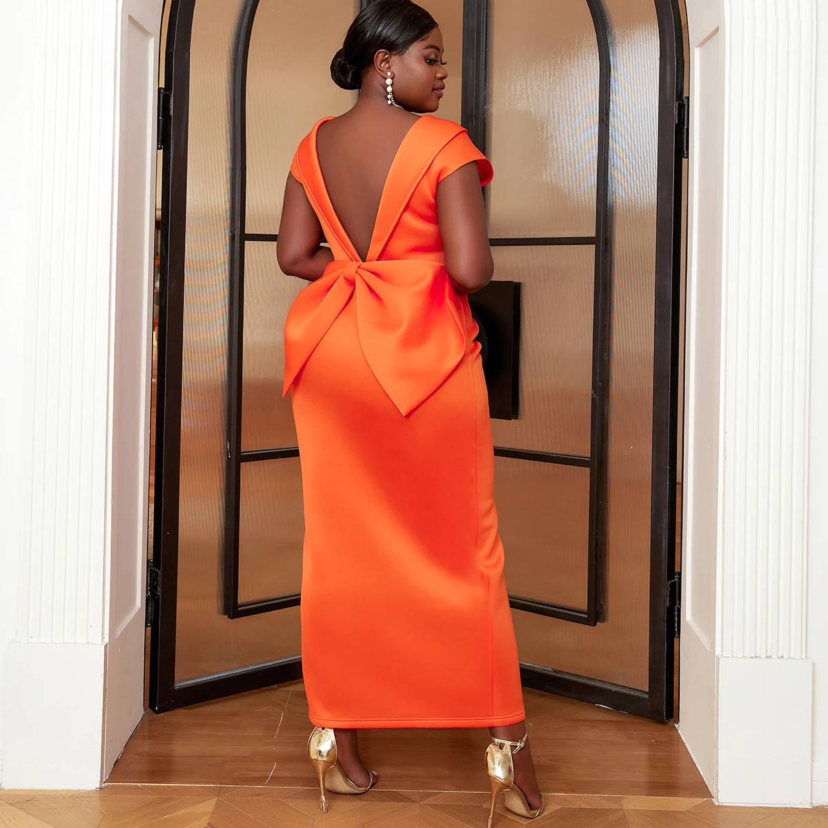 Split Big Bow Backless  Evening Robes Women Traditional African Dress