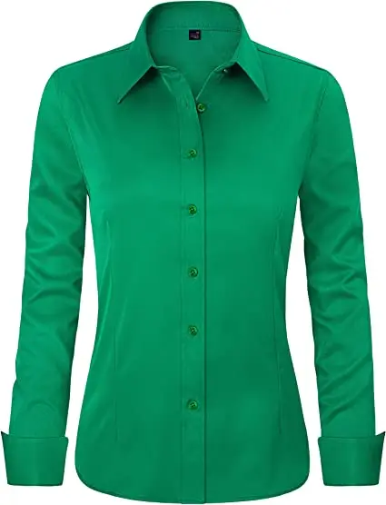 WOMEN & GIRLS Shirt LONG SLEEVES  BUTTON & COLLAR Woven Cotton 100% Vietnam Manufacturer  Cheap PRICE