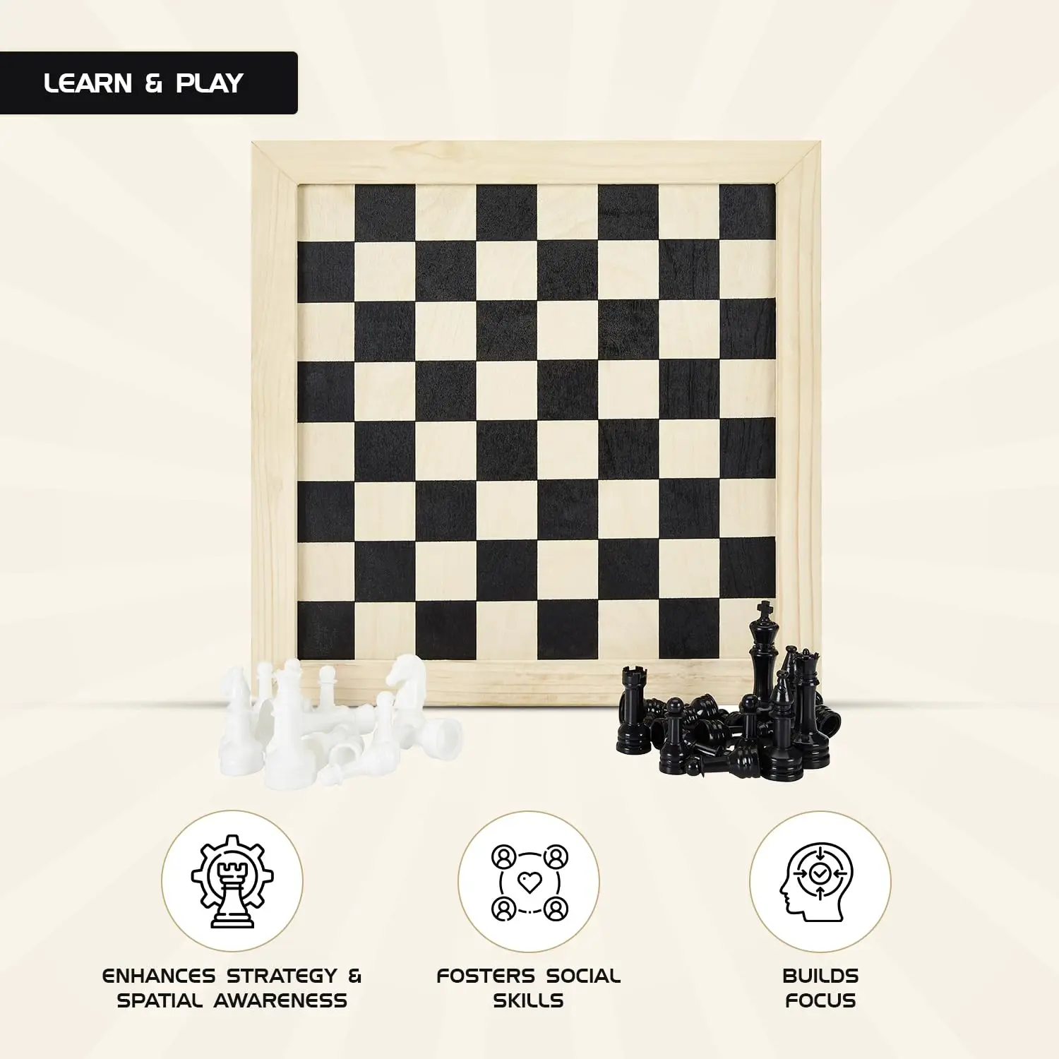 Honey Wooden Handcrafted Chess | Great Birthday Gift | Toy for Kids Girls Boys