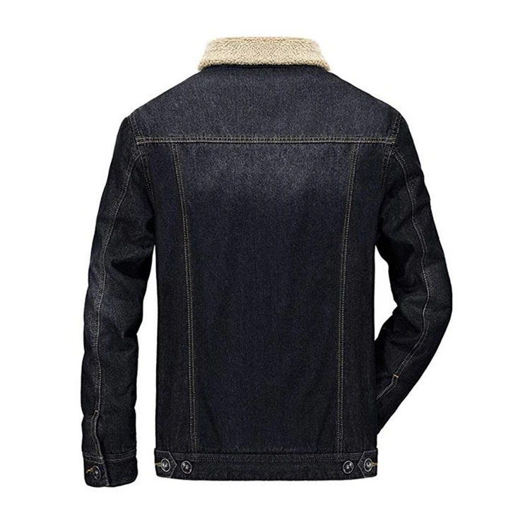 Mens Cotton Warm Fur Collar Button Down Classy Casual Quilted Jeans Coats Outwear Sherpa Lined Denim Jacket