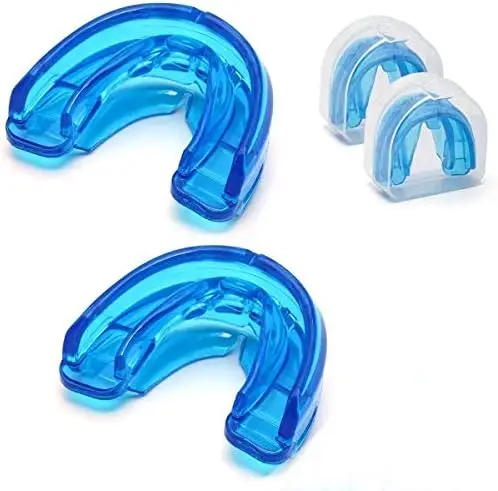 Double Braces Mouth Guard, Sports Athletic Mouth Guards blue with custom logo Youth Mouthguard for Teenager and Adults