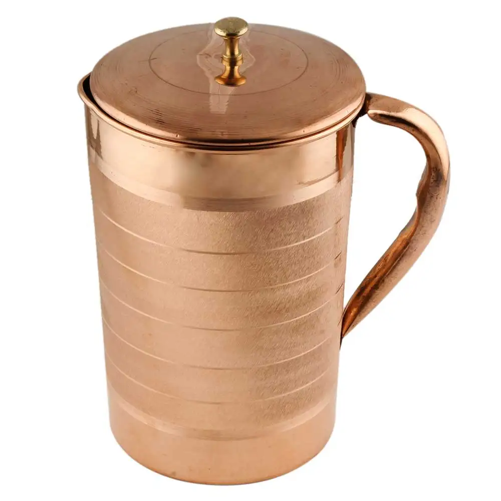 Pure Copper Hammered Jug Capacity 1.5l glass pitcher with lid hot/cold water jug unique Brass Knob Water Jug Drink ware Pitchers