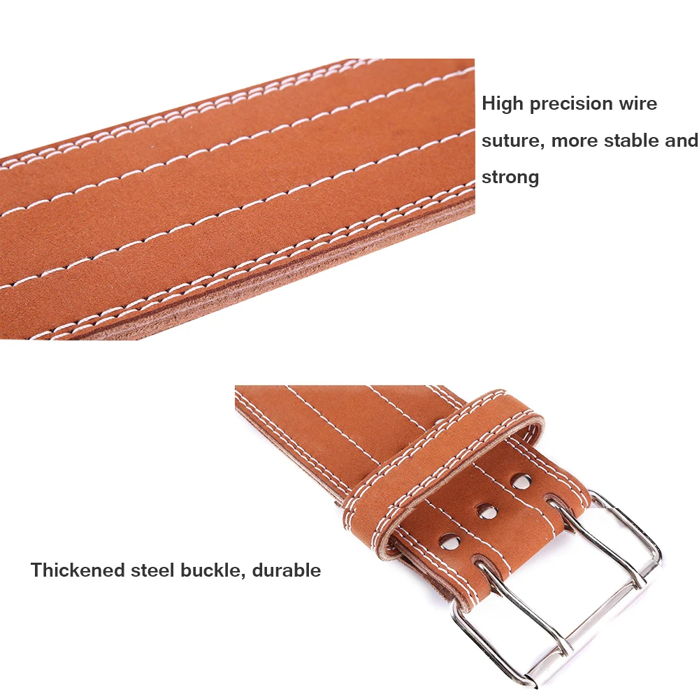 Custom Cowhide Leather Weightlifting Belt Weight Lifting Back Support Power Training Belt Gym Fitness Equipment Workout Exercise