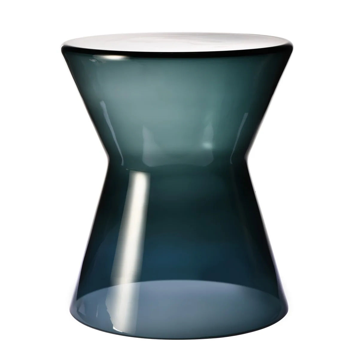 QUEEN Chess Piece-Inspired Slate Blue Glass Table 48 cm 18.9 in