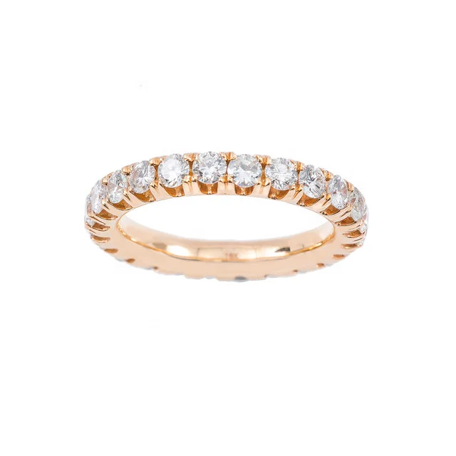 Ring Jewelry Full Customize 14K 18K Solid Rose Gold Brilliant Cut Diamond Eternity Band Custom Jewelry Gold Silver Women Fashion