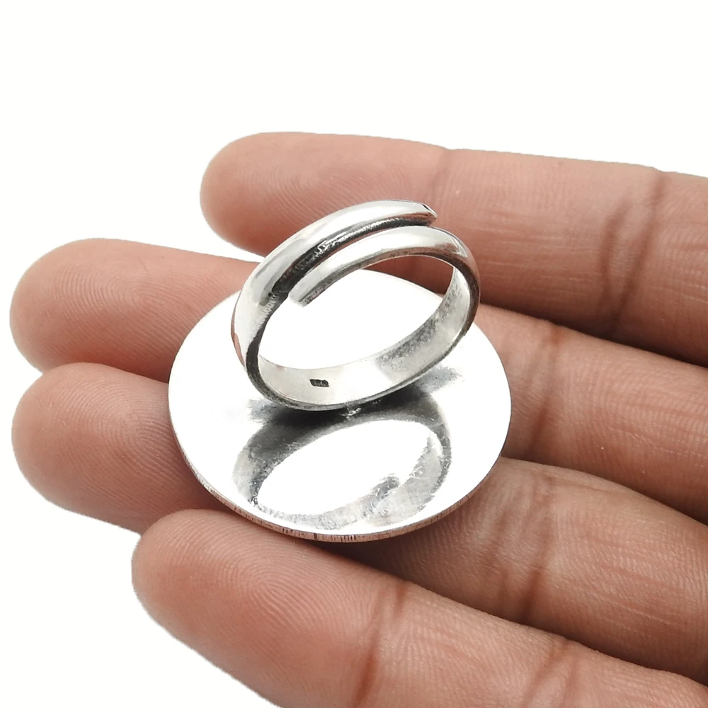 Solid 925 Sterling Oxidized Silver Flower Shape Vintage Look Adjustable Ring Handcrafted Jewelry Direct Factory Price Suppliers